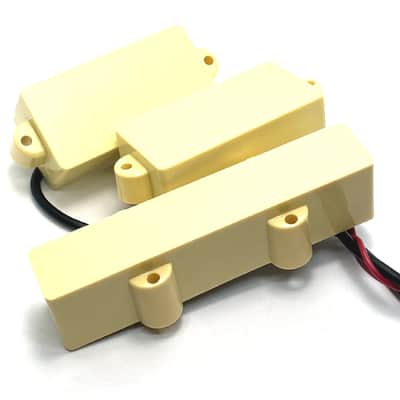 Active PJ Bass Pickup Set, 4 String Jazz Bridge + P Bass Split Set, Includes Accessories ~ Cream image 2
