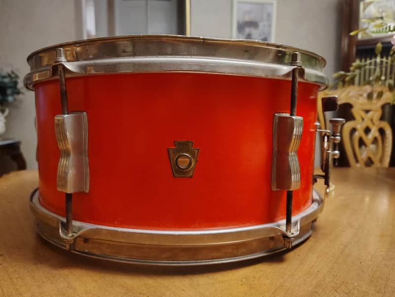 WFL 14"(Diameter)x6.5"(Depth) Snare Drum 1956 - Red wrap image 1