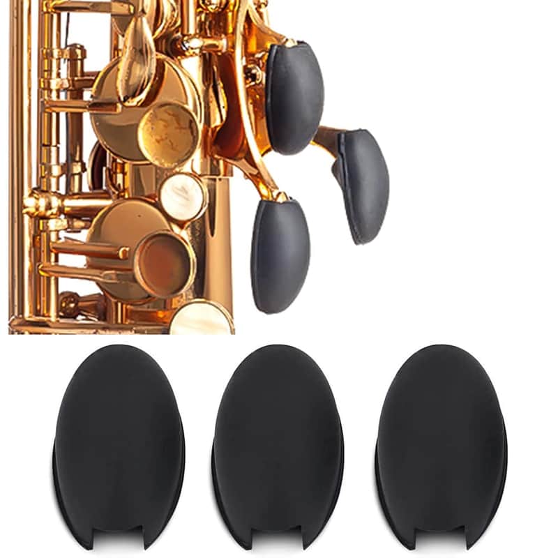 3Pcs Saxophone Rubber Thumb Rest, Black Silicone Thumb Rest Palm Key Risers Finger Protector, For Alto Tenor Soprano Sax Key Pad Accessories image 1