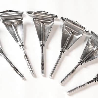 (6) Slingerland Bass Drum Tension Rods & Claws, Original Washers MINT! - 1960's-70's / INSPECTED & TESTED image 6