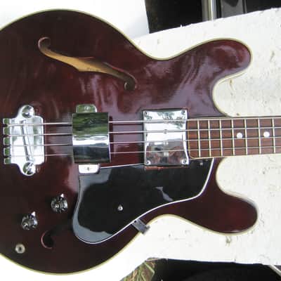 Conqueror EB-2 Bass Guitar, 1960's, Japan, Burgandy, Very Cool image 2