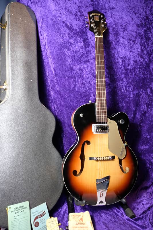 Rare Condition Gretsch 6124 Single Anniversary 1963 Shaded Golden Electric Guitar Hollowbody Sunburst Case Candy OHSC image 1