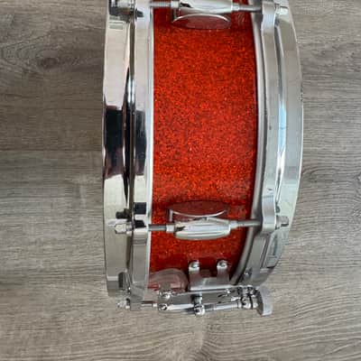 Gretsch  1962 Era Round Badge Progressive Jazz Bop Drum Set 18 Inch Bass Drum Tangerine Glass Glitter image 14