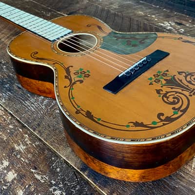 1930s Regal Decalcomania Pearloid Parlor Guitar - Beauty! image 5