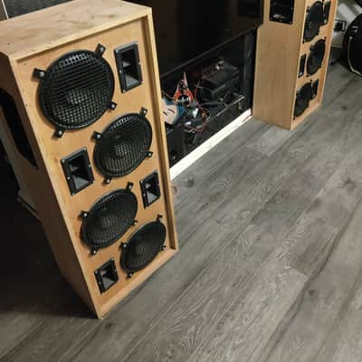 Custom Beautiful custom large scale hi-fi speakers - pair - with amp image 2