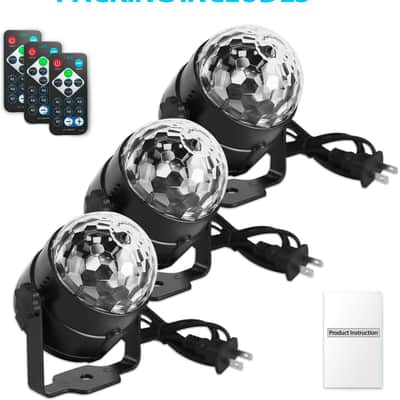 [3-Pack] Disco Ball DJ Party Lights Sound Activated with Remote Control Strobe Lamp 7 Modes Stage Light for Home Room Dance Parties Karaoke Halloween Christmas Birthday Decorations image 3