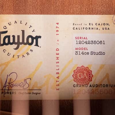 Taylor 314ce Studio Acoustic-Electric Guitar - Natural with Structured Gig Bag image 14