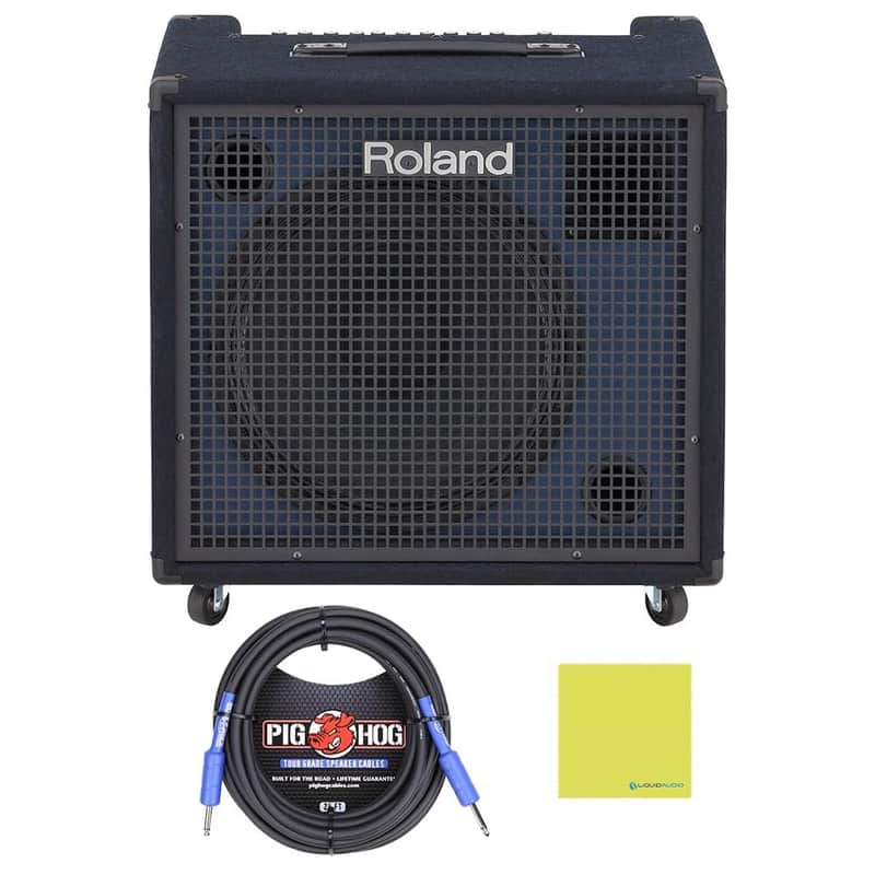 Mint Roland KC-600 4-Channel Stereo Mixing Keyboard Amplifier Bundle with 25ft Pig Hog 9.2mm Speaker Cable & Polishing Cloth â€“ 200-Watt Power, 15" Woofer, Versatile Inputs, Stage-Ready Performance image 1