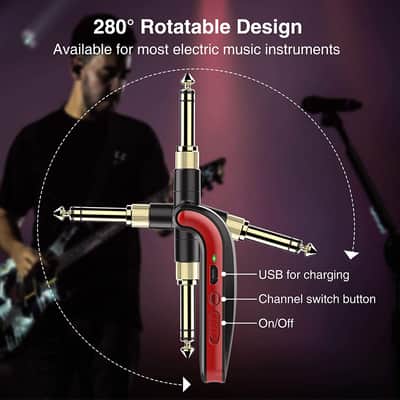 LEKATO WS-60 2.4GHz Guitar Transmitter Receiver Wireless System + USB Charging Cable image 4
