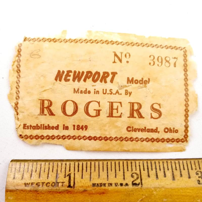 Rogers Newport Model Interior Paper Label Tag#3987 Cleveland Marching Snare Drum image 1