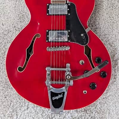 Vintage VSA500B ReIssued Semi Acoustic Guitar w/Bigsby ~ Cherry Red - ON SALE ! image 1