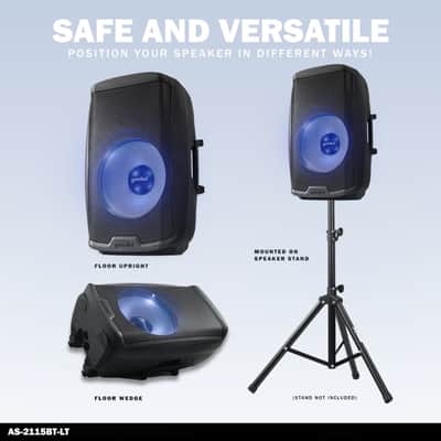 Gemini Sound AS-2115BT-LT-PK 2000W Bluetooth Active DJ PA Speaker System with Stand and Microphone image 6