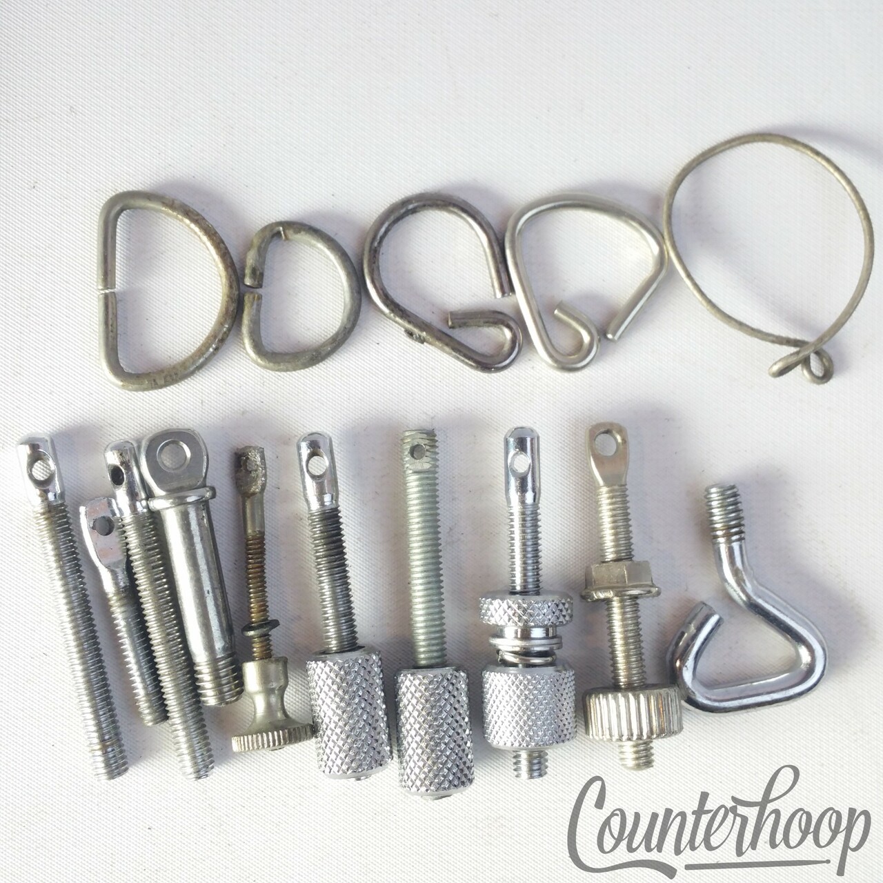 Bass Drum Pedal Cam Hooks+Spring-Tensioners Rods Vintage Parts Lot Assembly — main photograph