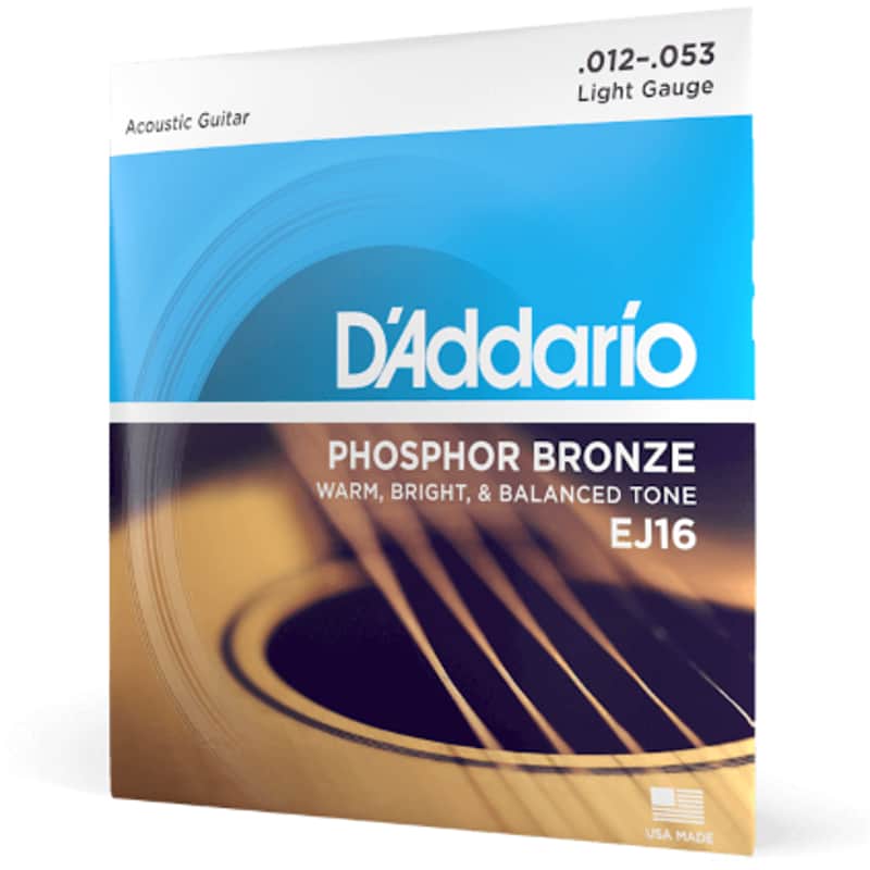 D'Addario Phosphor Bronze Acoustic Guitar Strings Set 12-53 Light EJ16 image 1