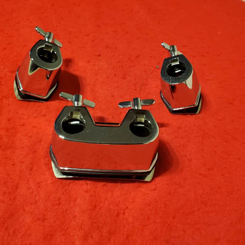 3PC Bass Drum, Tom Drums Mounts Complete W/Hardware - Ultra Clean A+ 1990's. - Chrome & S.S. image 1
