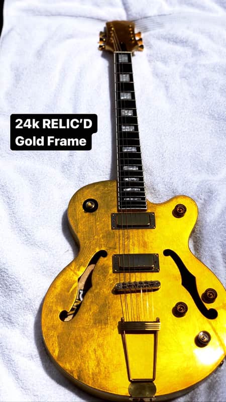 24k Gold Semi hollow electric guitar image 1