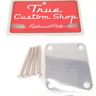 True Custom Shop® CHROME Gotoh Neck Plate & Screws for Fender Strat & Tele image 4