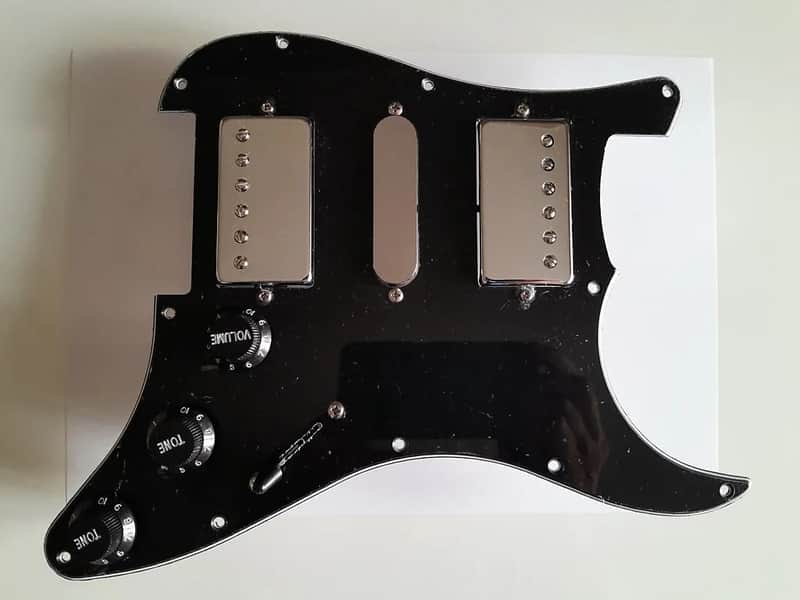 Handmade prewired HSH neodymium Strat pickguard with HB split switch TR BL and mid PU cutoff switch. PAF style HB's. image 1