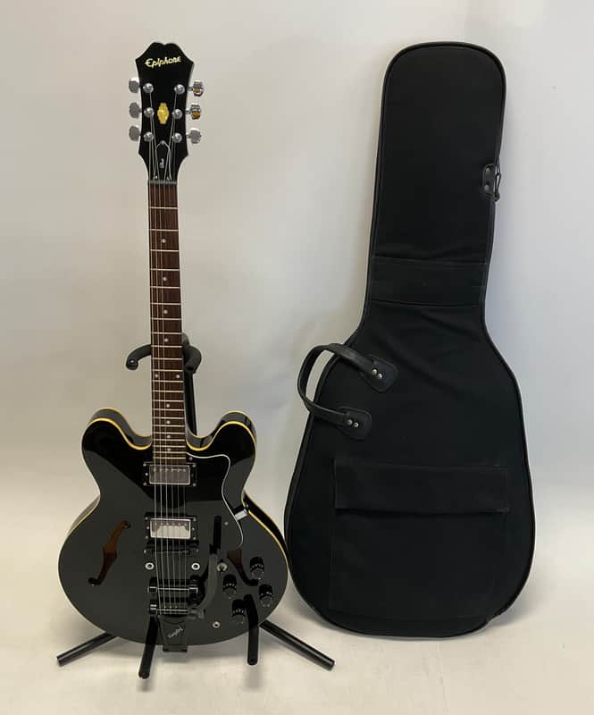 2005 Epiphone Dot DOT-EB Glossy Black Electric Guitar With Reunion Blues Gig Bag image 1