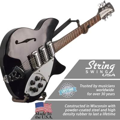 String Swing Guitar Holder Horizontal Low-Profile Narrow-Body for Flat Wall Mount Bass and Electric Guitars image 5