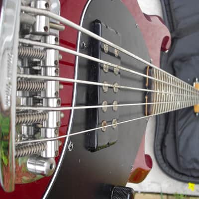 Musicman StingRay 5 string bass H 1993 Candy Red image 6