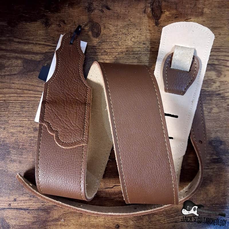 Franklin Strap - 2.5" Original Natural Glove Leather Guitar/Bass Strap (Caramel/Gold) image 1