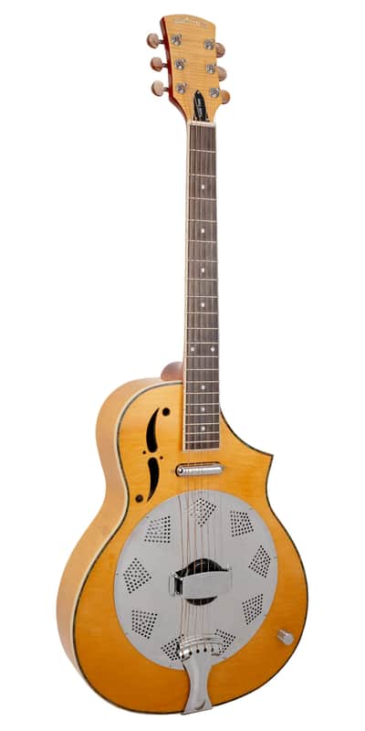 Gold Tone Mojo Flamed Solid Maple Top Mahogany Round Neck Resonator Guitar with Pickup and Case image 1