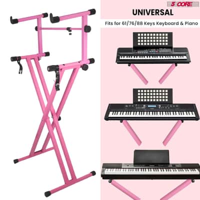 5 Core 2 Tier Keyboard Stand Combo Heavy Duty Adjustable Piano Stand with Extension Arm image 1