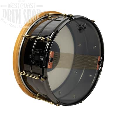 Used Reign 6.5x14 Black Bass Snare Drum with MetalWood Hoop image 3