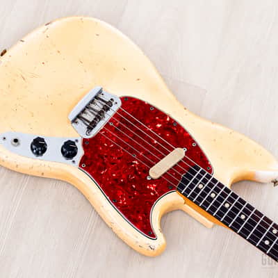 1966 Fender Musicmaster Offset Vintage Guitar Olympic White, Slab Brazilian Board w/ Case image 9
