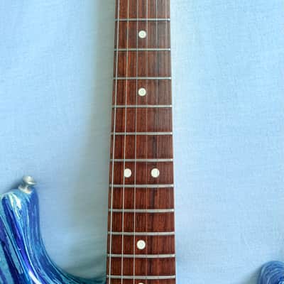 Fender FSR "Splattercaster" Standard Splatter Stratocaster with Rosewood Fretboard 2003 - 2004 - Violet, Daphne, Agave, Lake Placid, and Midnight Blue Swirl over Olympic White image 9