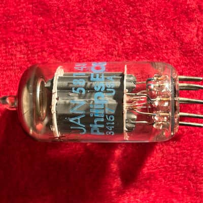 JAN Philips 12AU7 5814-A Matching Pair Vintage Military-Grade Audio Vacuum Tubes 1980s - Clear Glass/Blue Letter image 3