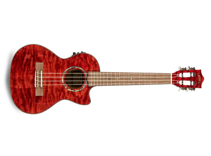 Lanikai QM-RDCET Quilted Maple Red Stain Tenor Acoustic-Electric Ukulele image 1