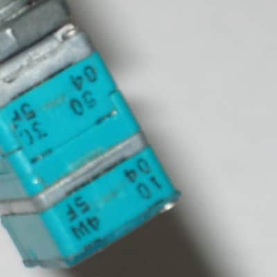 used (is fine & works) Boss MIDDLE / MID FREQ potentiometer [ upper part : 50 30C 04 5F / lower part: 10 4w 04 5F ] + nut and two piece knob (controls) taken off of MT-2 Metal Zone (pedal NOT included) 2000s / 2010 (teal rectangle shape, stacked) image 3