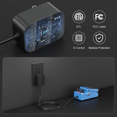 9V Guitar Pedal Power Supply | DC Center Negative Adapter with 5.9ft Cable for Compatible Effects Pedals image 6