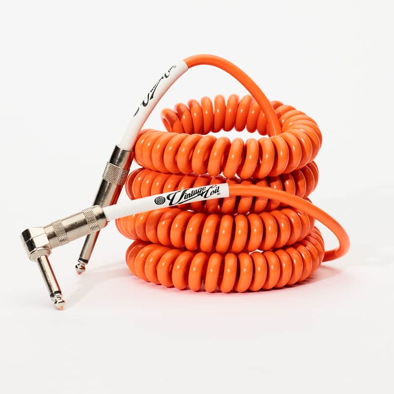 Voltage Vintage Coil Orange Instrument Cable w/ISO-COAT 25' Straight - Right Angle image 1