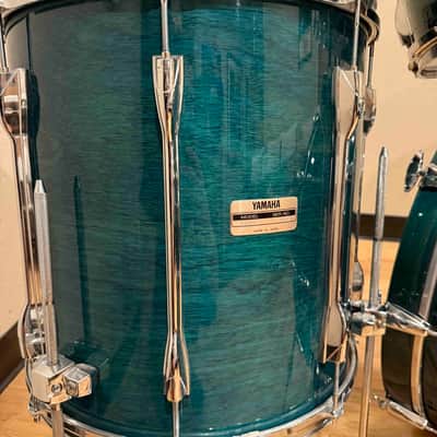 ~RARE!~ MIJ Yamaha Recording Custom 4-Piece 10/12/16/22 Drum Kit Set in Deep Aqua Stain Lacquer image 8