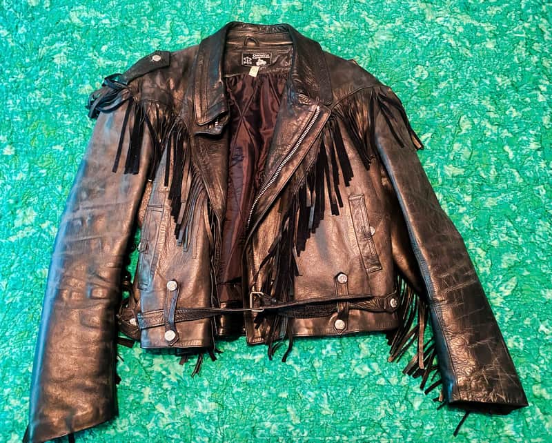 Vintage 1980s Black Leather Fringe Motorcycle Jacket – California Classics – Rock, Biker, Western image 1