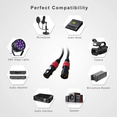XLR Cables, XLR Microphone Cable 25 ft 4 Pack, Gold-Plated 3-pin XLR Speaker Cable Male to Female Balanced Mic Cable image 2
