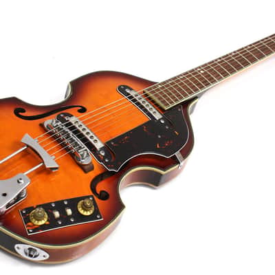 1960's Conrad Violin Shaped Guitar Sunburst image 8