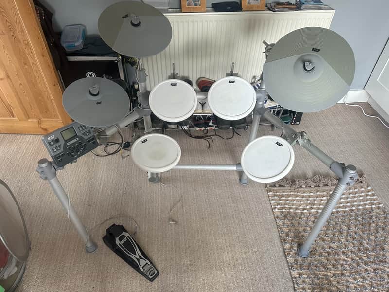 KAT Percussion KT2 5-Piece Advanced Electronic Drum Set 2010s - White (broken kick drum) image 1