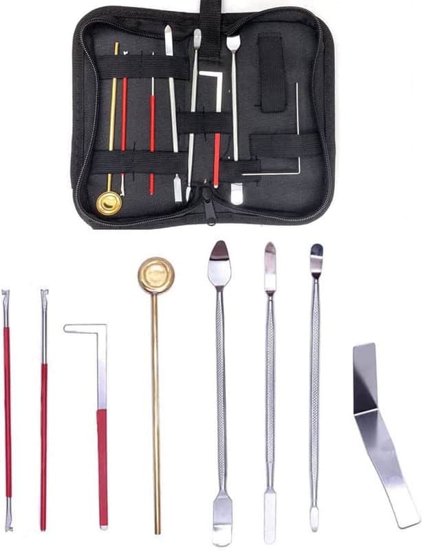 8Pcs Woodwind Instrument Repair Tools Stainless Steel Spring Hook Pad Leveling Tool Key Covers Protector Saxophone Clarinet Repair Kit image 1