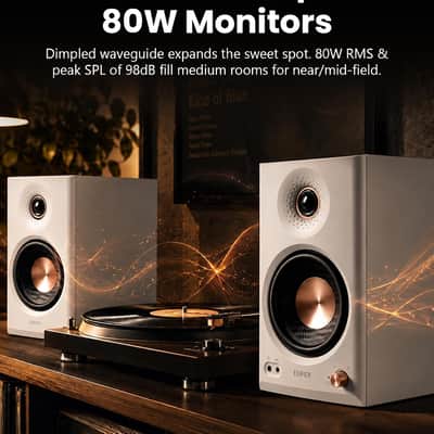 Edifier MR4.5 Bi-Amped Studio Monitor, 80W RMS Bookshelf Speakers - White image 3