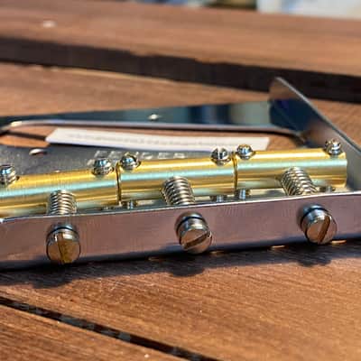 Fender  The Blackguard Telecaster Bridge plates with General Vintage Old Brass saddles slotted inton image 4