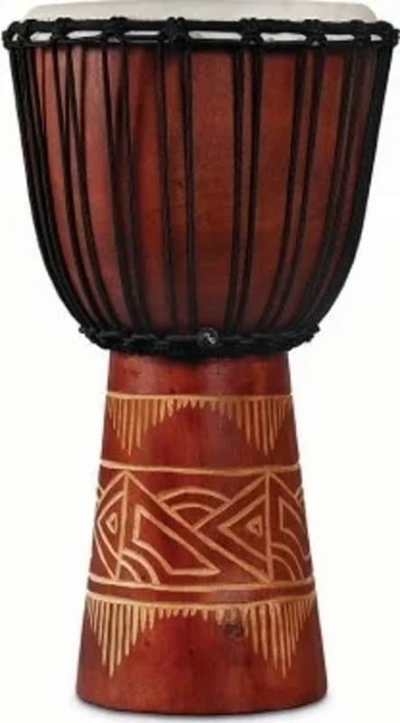 WORLD BEAT WOOD ART MD DJEMBE, RED W NAT image 1
