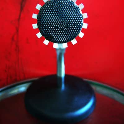 Vintage 1960's Lafayette 99-45460 dynamic Satin Chrome microphone w desk stand & cable Lafayette Olson Midland # 1 image 5