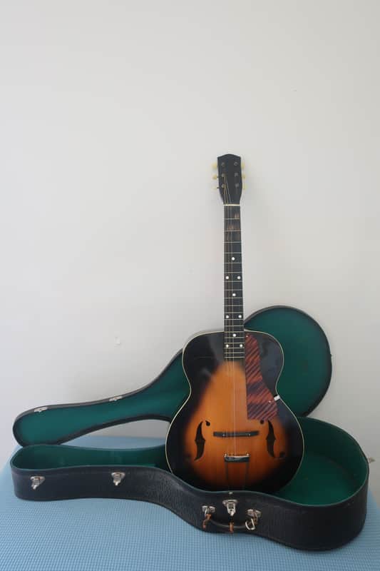 Vintage 1960s Unknown Maker Possibly Premier Kalamazoo Gibson Harmony Archtop Acoustic Guitar Circa Rare Geib & Schaeffer Lifton Sausage Handle Case Restoration Project image 1