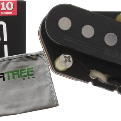 TV Jones Starwood Tele Black Bridge Guitar Pickup Bundle w/Strings and Cloth Bild 1