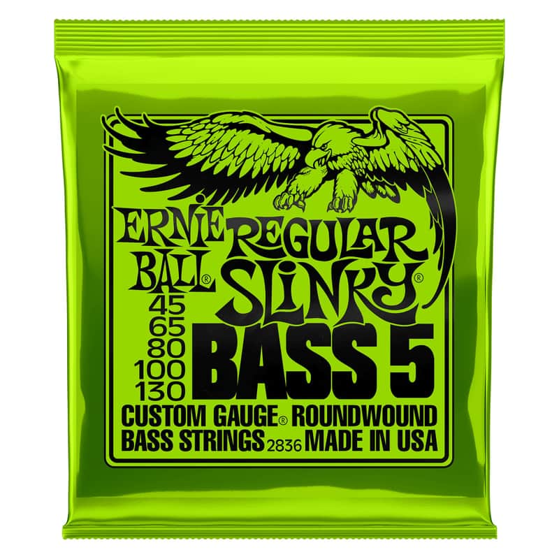 Ernie Ball 2836 Regular Slinky Nickel Wound 5-String Electric Bass Strings 45-130 Gauge image 1