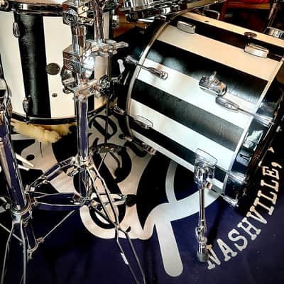 DrumPickers 5pc Vintage Professional Drum Kit in Van Halen Black & White Stripe Tribute image 9